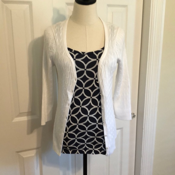 Talbots three quarter sleeve length white button cardigan. - Picture 5 of 5